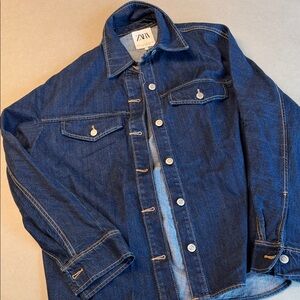 Zara TRF dark blue M/L Blue Denim Jacket/overshirt like new!